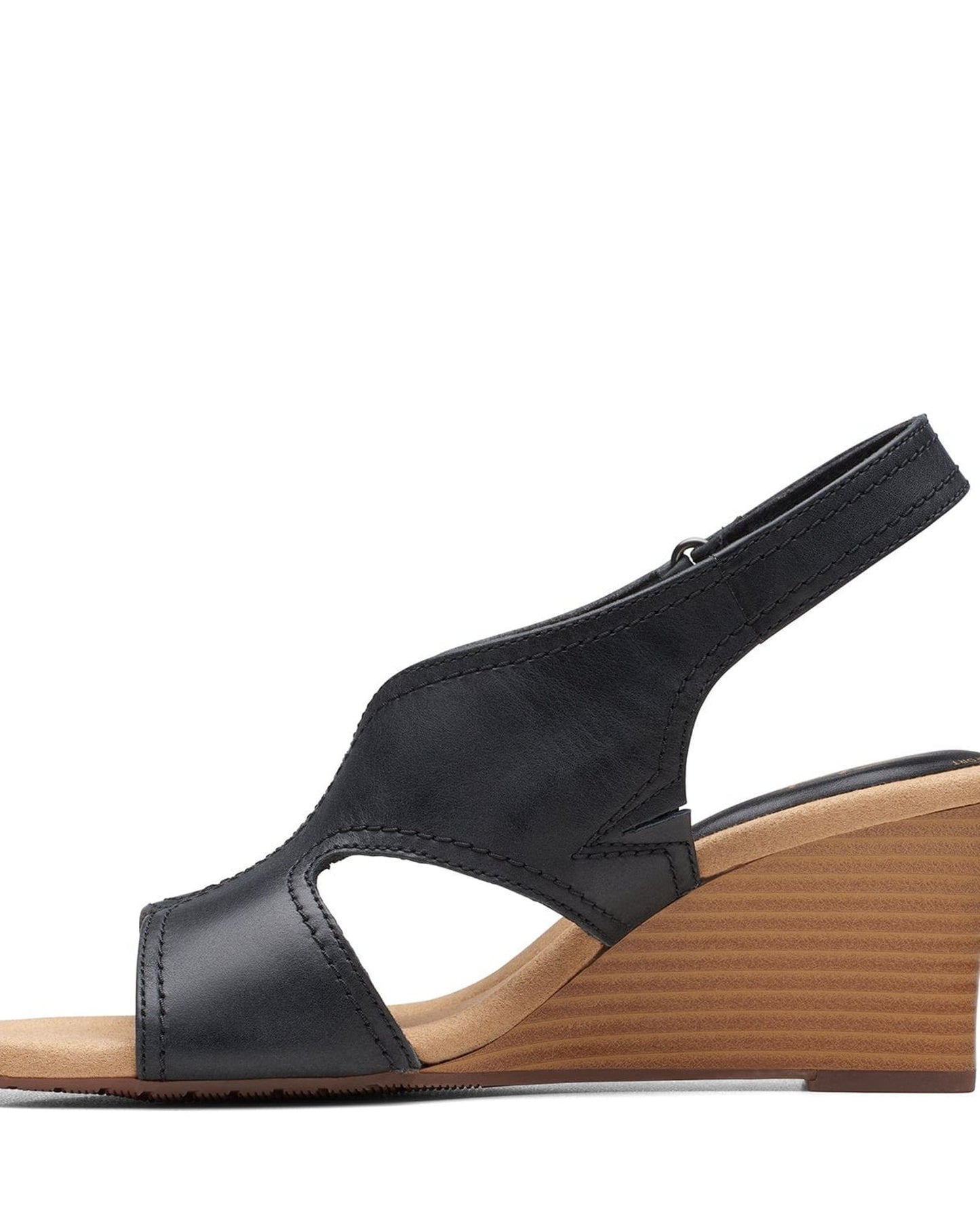 Clarks Kyarra Aster - Sandals - Black Leather - 261712345 - E Width (Wide Fit)