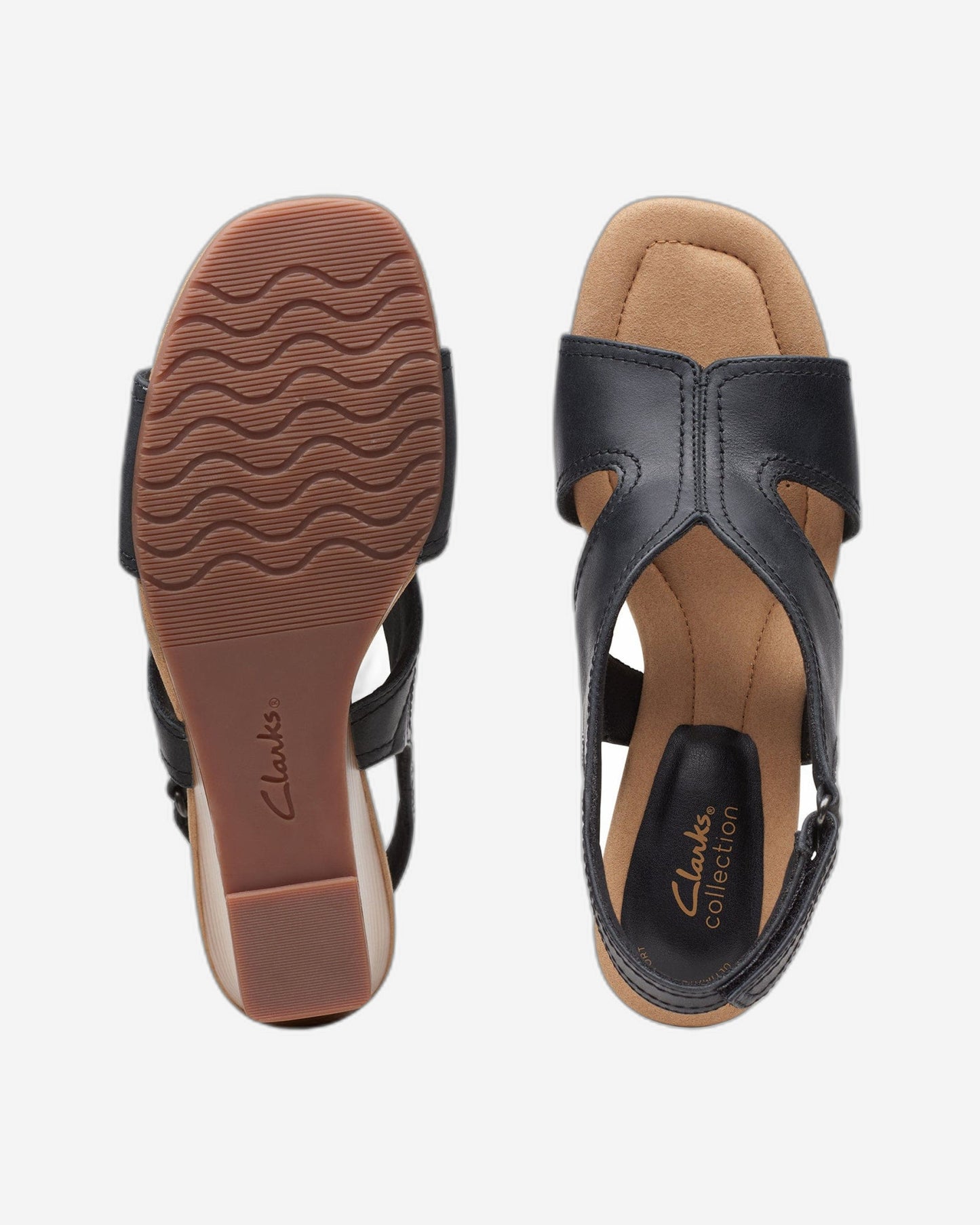 Clarks Kyarra Aster - Sandals - Black Leather - 261712345 - E Width (Wide Fit)