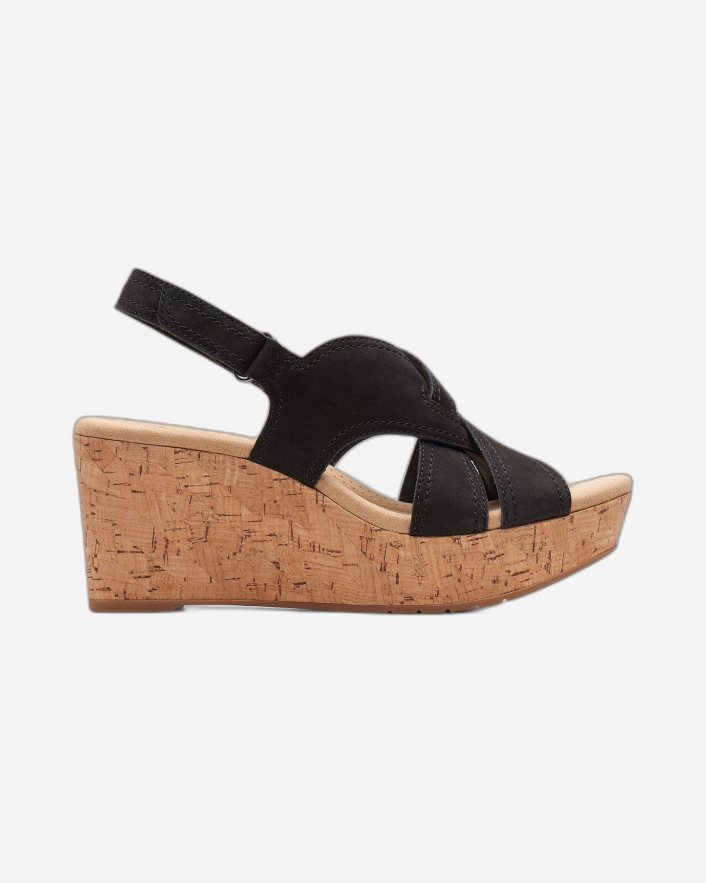 Clarks Rose Erin - Sandals - Black Nubuck - 261713074 - D Width (Standard Fit)
