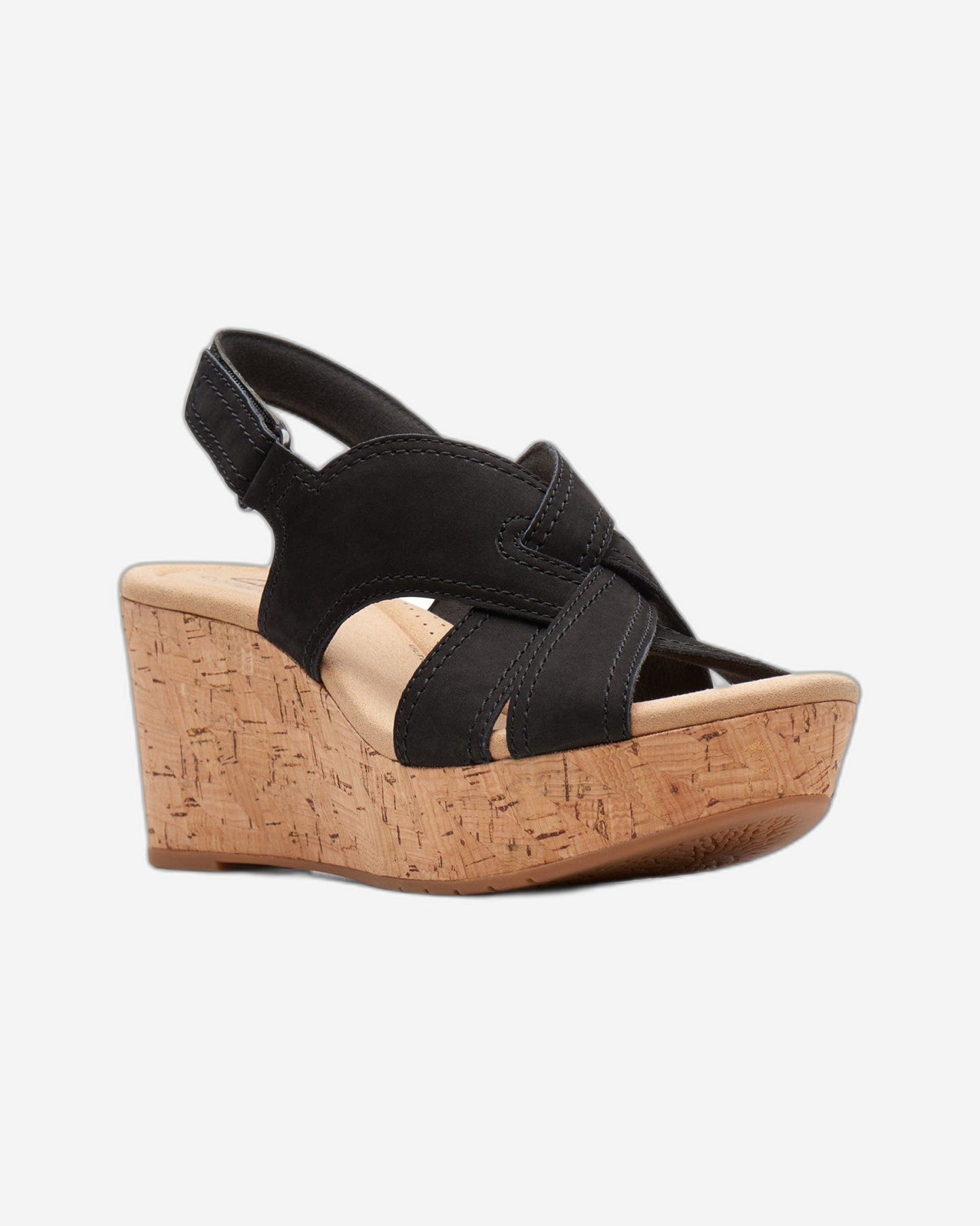 Clarks Rose Erin - Sandals - Black Nubuck - 261713074 - D Width (Standard Fit)