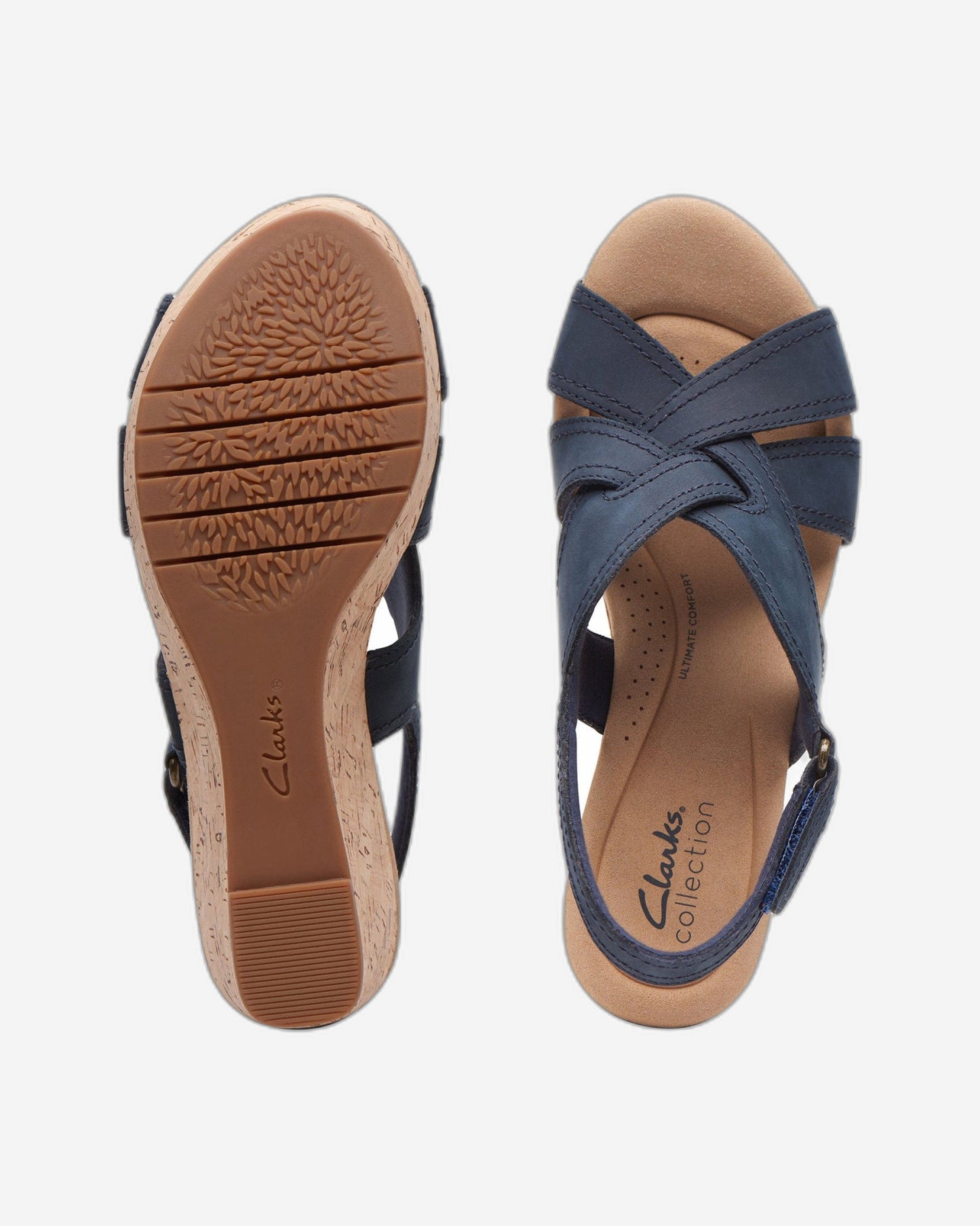 Clarks Rose Erin - Sandals - Navy Nubuck - 261713094 - D Width (Standard Fit)