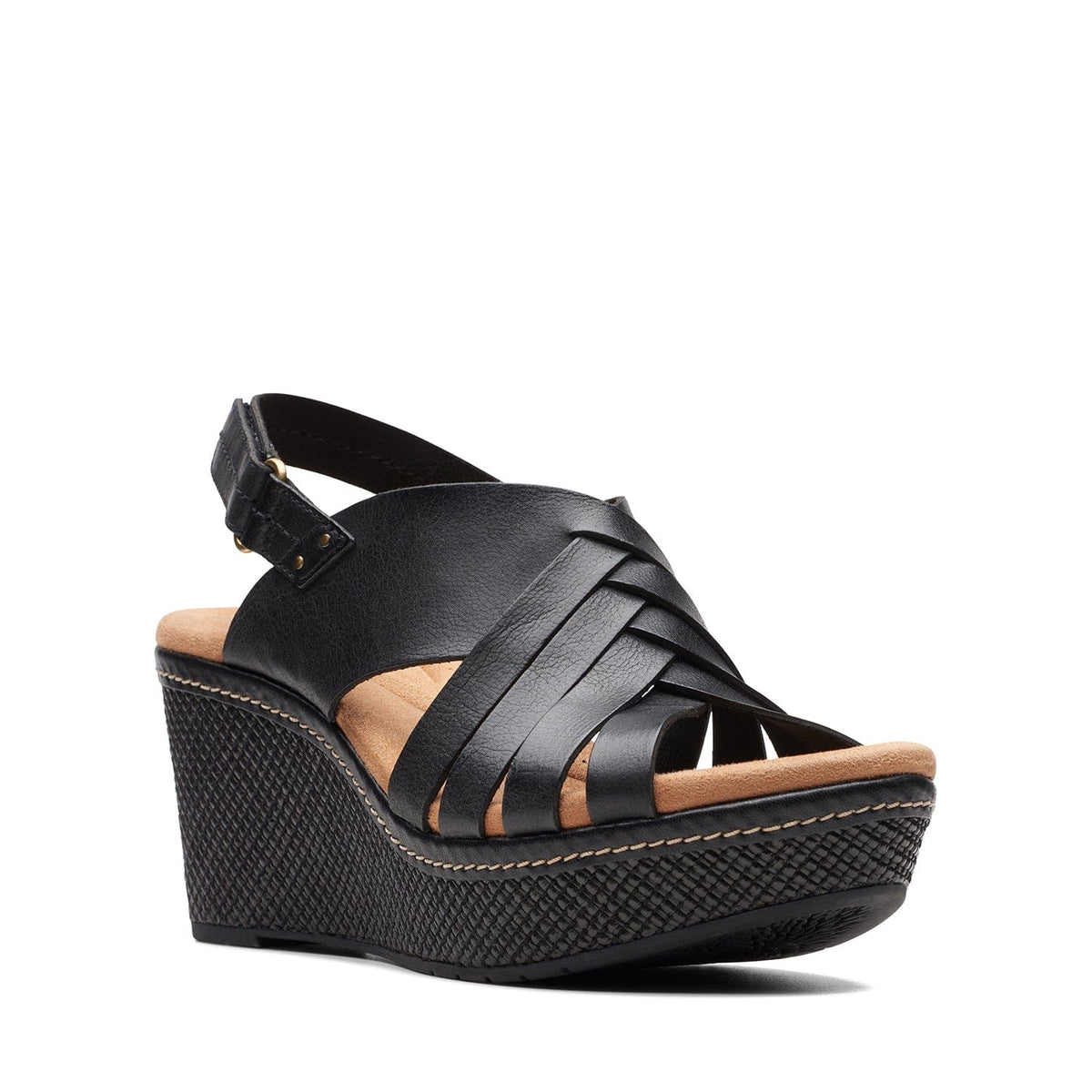 Clarks Elleri Grace - Sandals - Black Leather - 261715315 - E Width (Wide Fit)