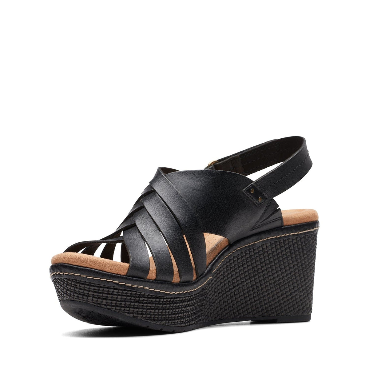 Clarks Elleri Grace - Sandals - Black Leather - 261715315 - E Width (Wide Fit)