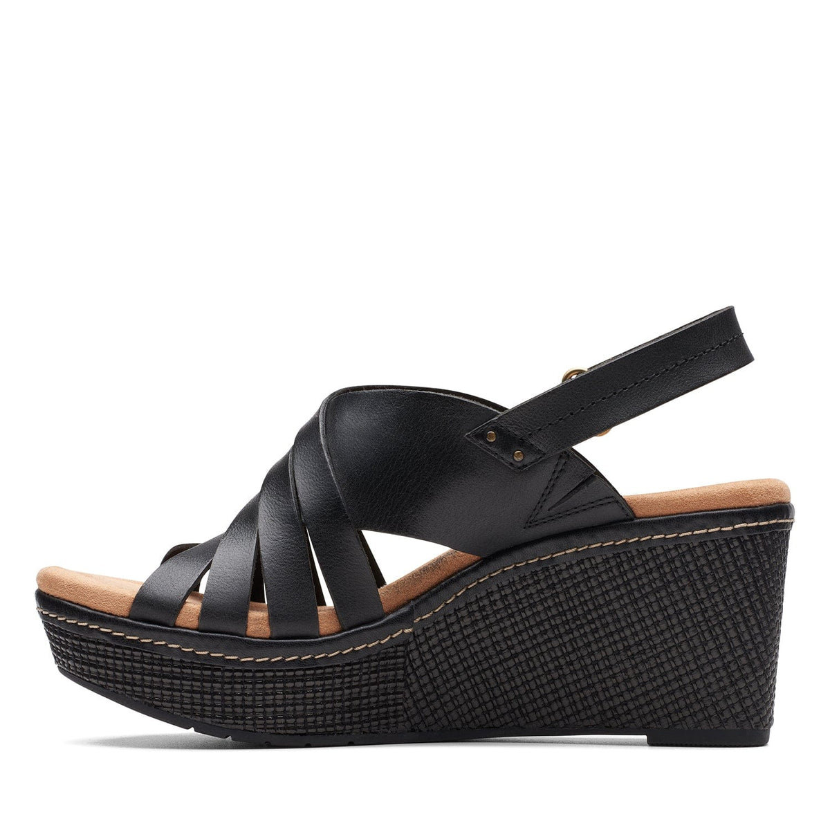 Clarks Elleri Grace - Sandals - Black Leather - 261715315 - E Width (Wide Fit)