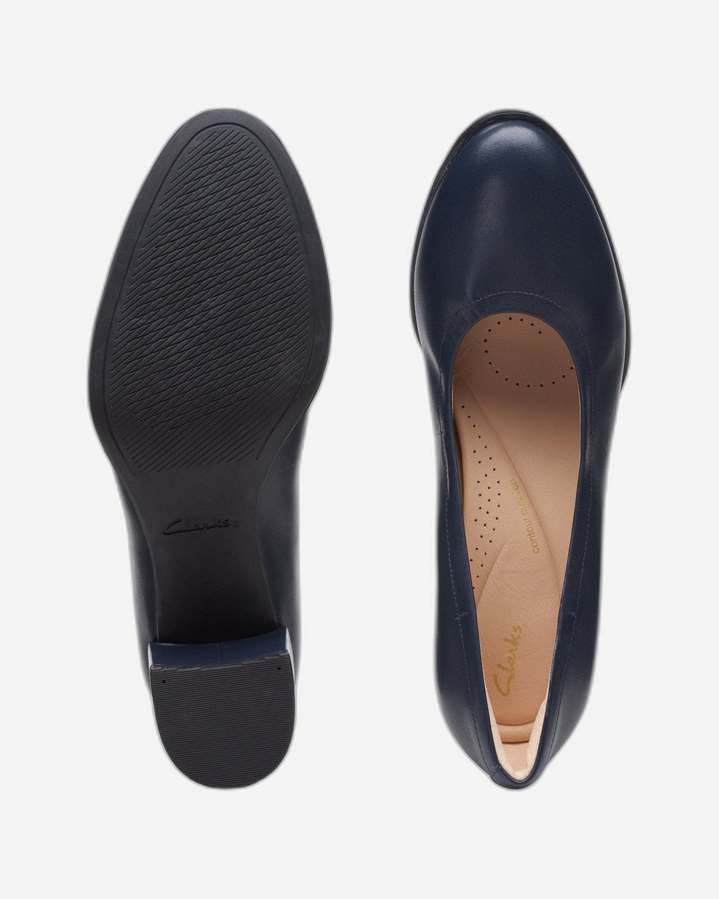 Clarks Freva55 Court - Shoes - Navy Leather - 261718775 - E Width (Wide Fit)