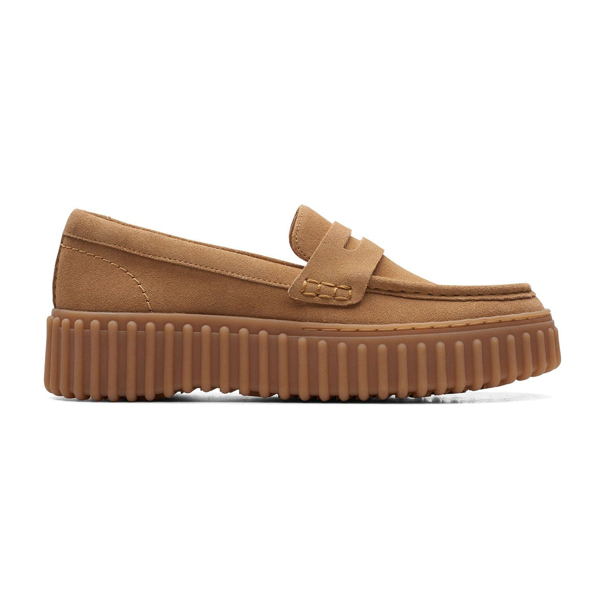 Clarks Torhill Penny Shoes - Light Tan Suede - 261719564 - D Width (Standard Fit)