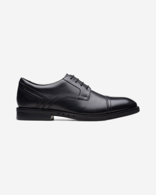 Clarks Un Hugh Cap Shoes - Black Leather - 261728367 - G Width (Standard Fit)