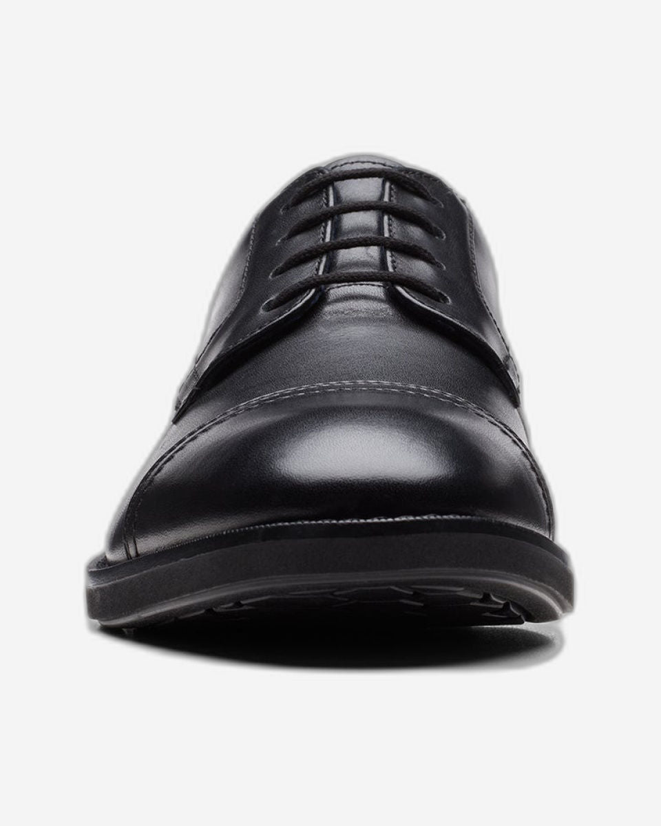 Clarks Un Hugh Cap Shoes - Black Leather - 261728367 - G Width (Standard Fit)