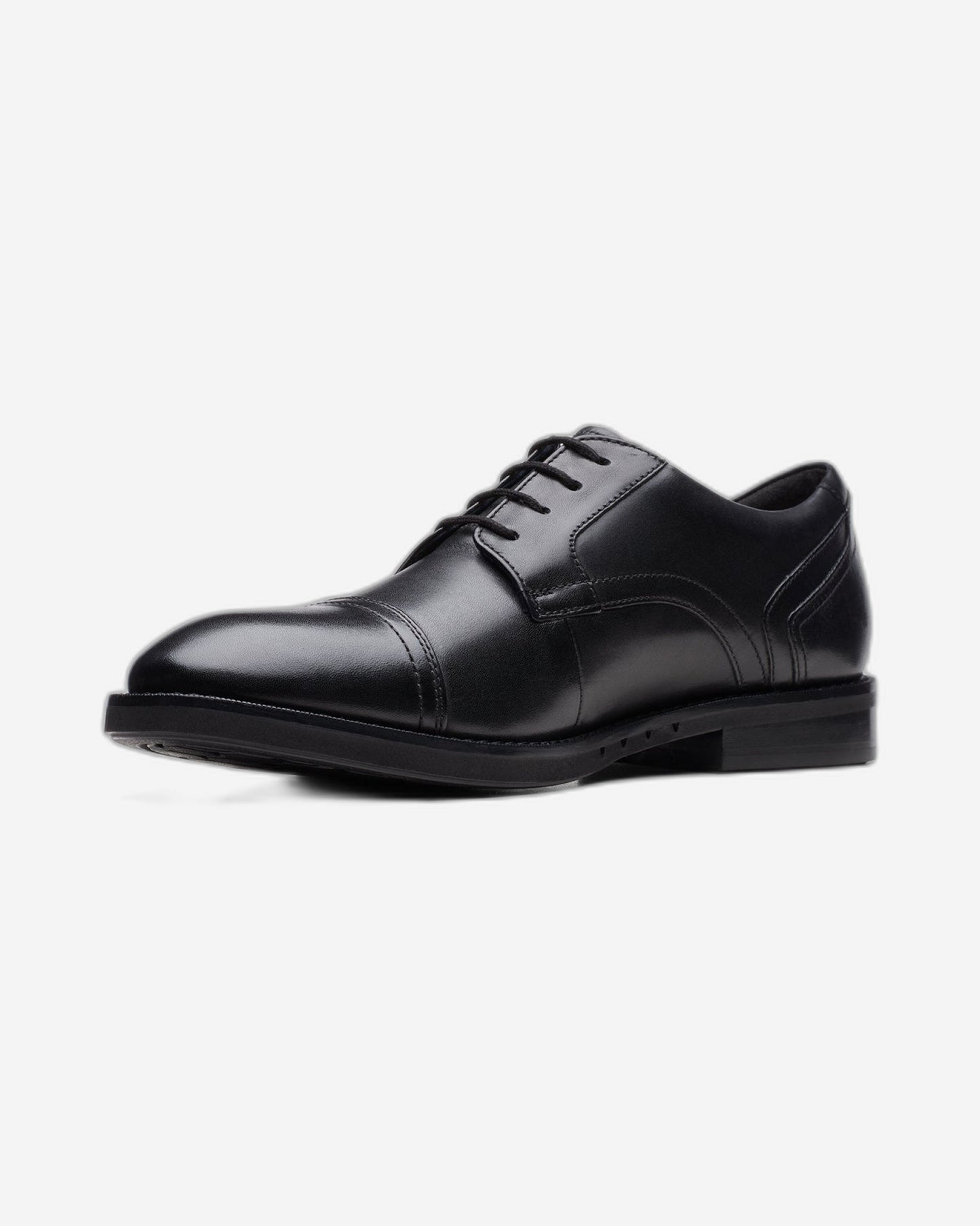 Clarks Un Hugh Cap Shoes - Black Leather - 261728367 - G Width (Standard Fit)