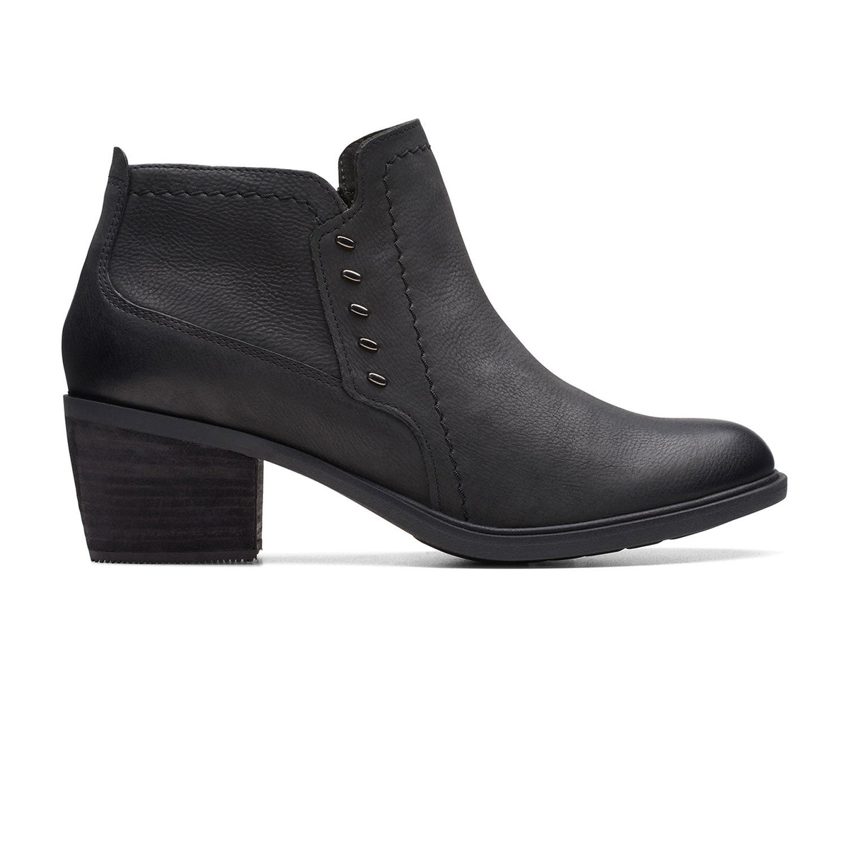 Clarks Neva Lo Boots - Black Leather - 261752574 - D Width (Standard Fit)