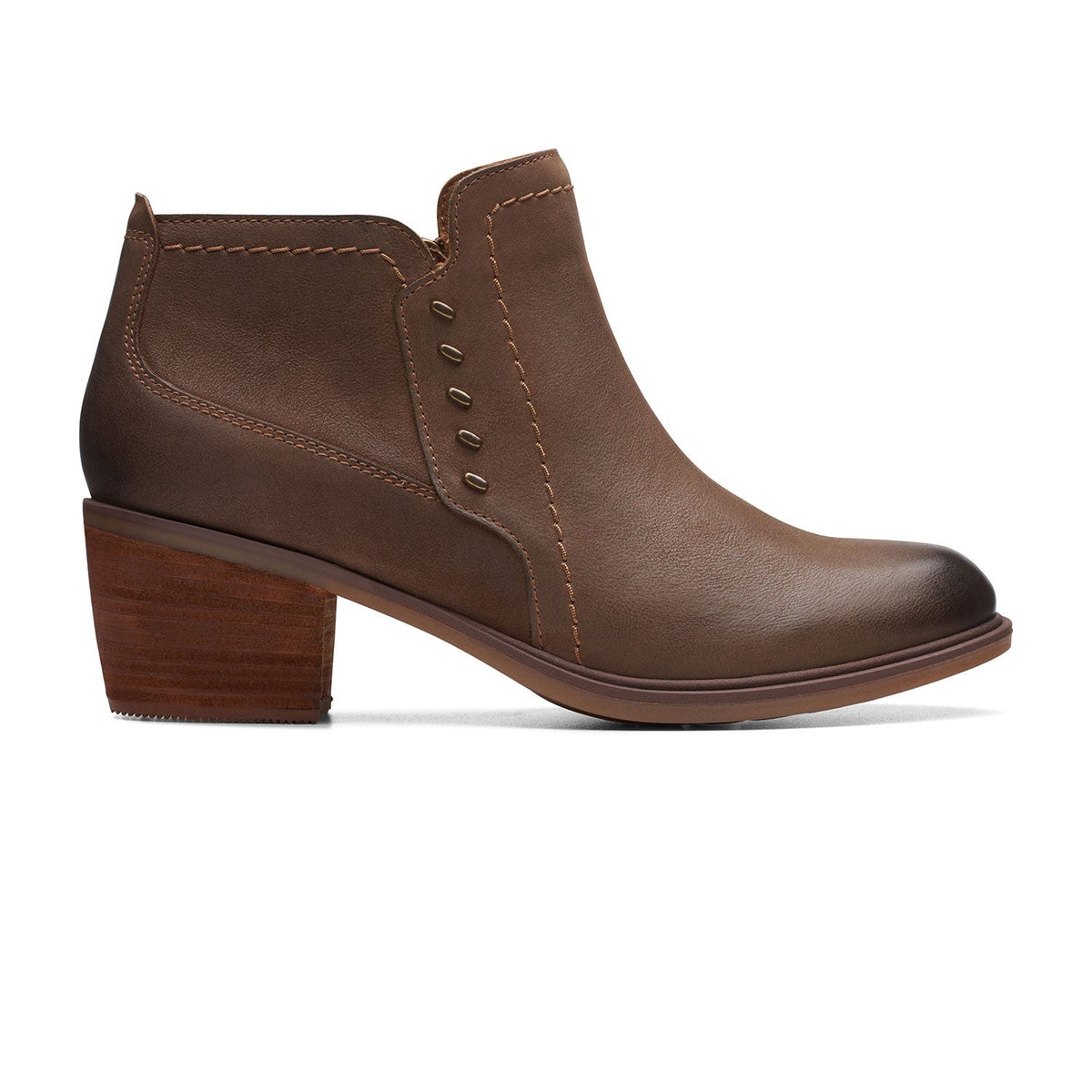 Clarks Neva Lo Boots - Dark Tan Leather - 261752584 - D Width (Standard Fit)