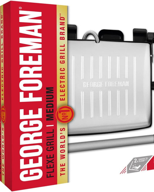 George Foreman Flexe Electric Grill-Flat, Open Griddle, Panini Press And Sandwich Maker, White Gold- 26250