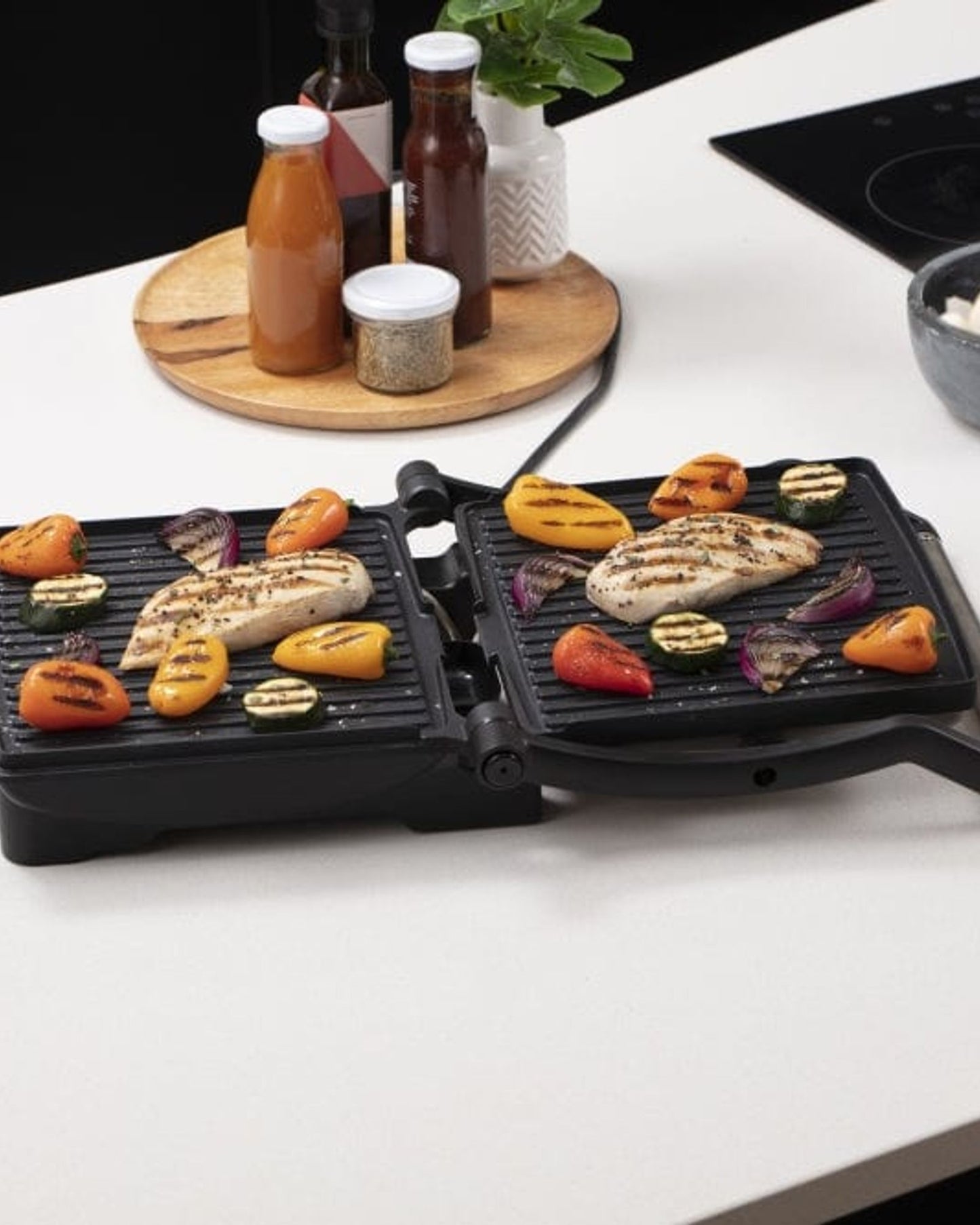 George Foreman Flexe Electric Grill-Flat, Open Griddle, Panini Press And Sandwich Maker, White Gold- 26250