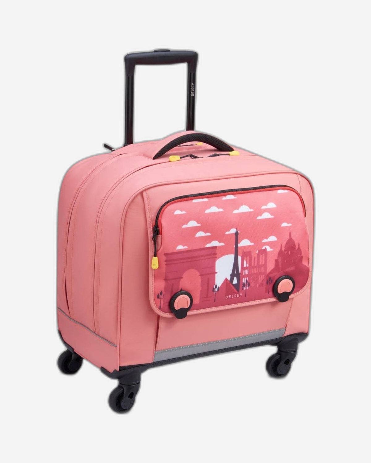Delsey Paris BTS 2023 4 Wheel 15.6 Inch Pink Printing Wheeled School Bag