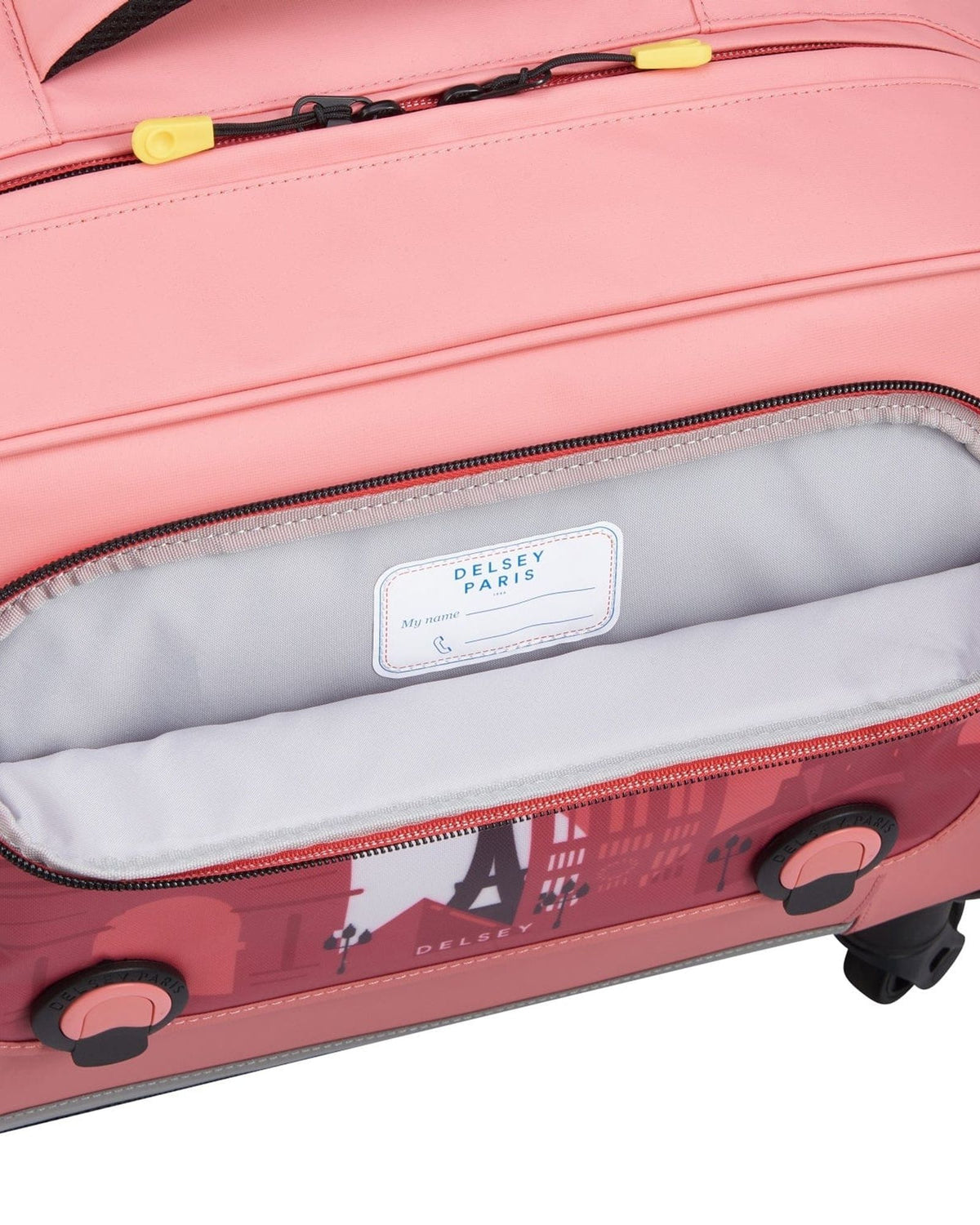 Delsey Paris BTS 2023 4 Wheel 15.6 Inch Pink Printing Wheeled School Bag