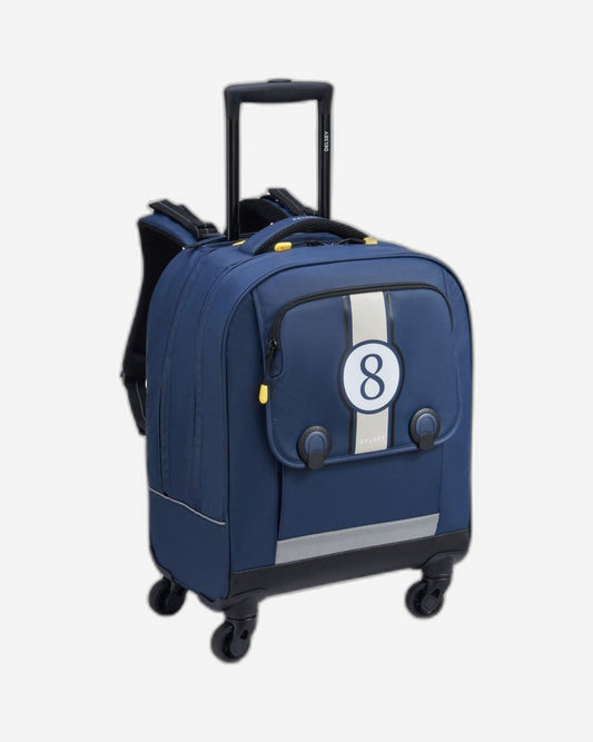 Delsey Paris BTS 2023 4 Wheel 15.6 Inch Blue Printing Wheeled Backpack