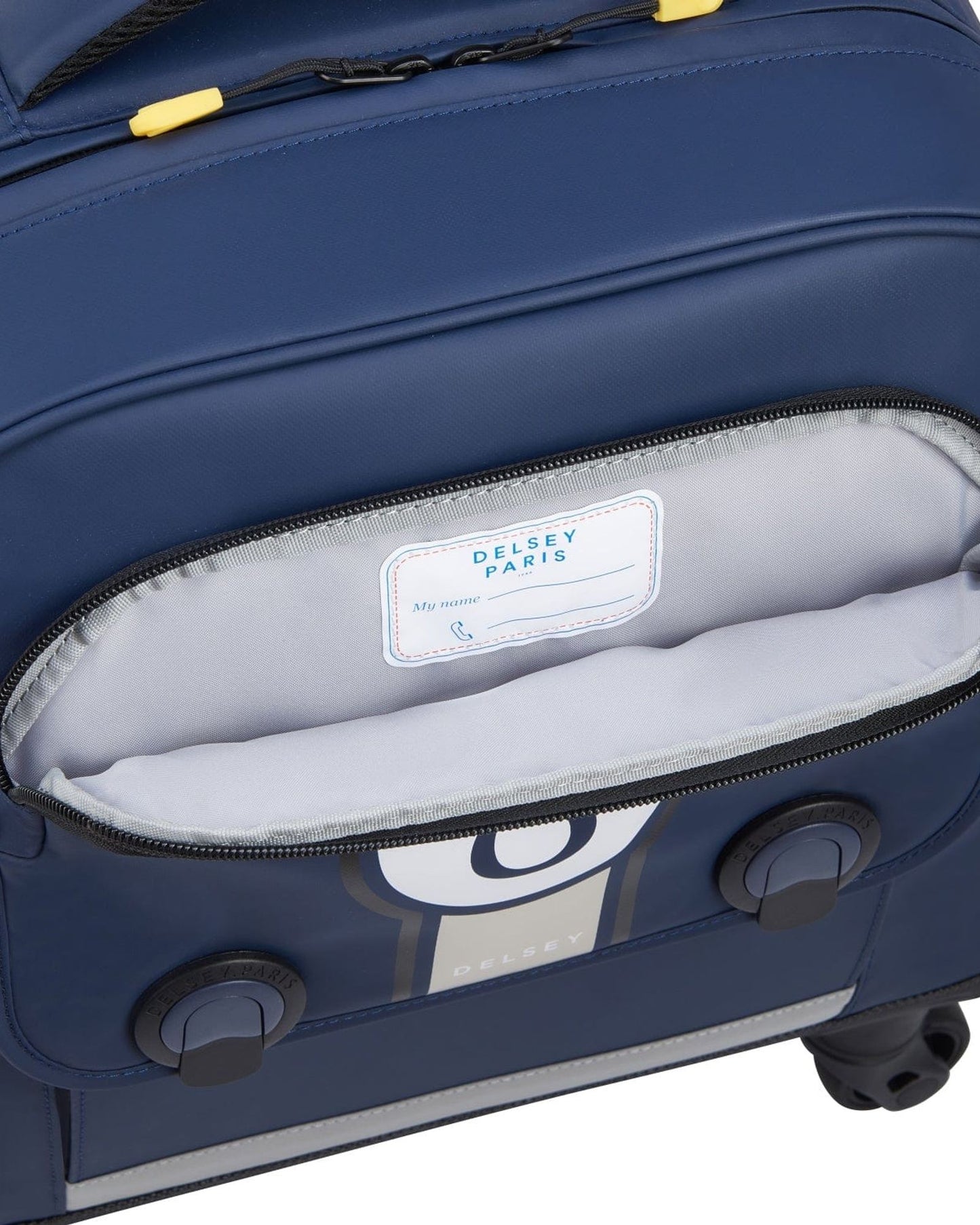 Delsey Paris BTS 2023 4 Wheel 15.6 Inch Blue Printing Wheeled Backpack