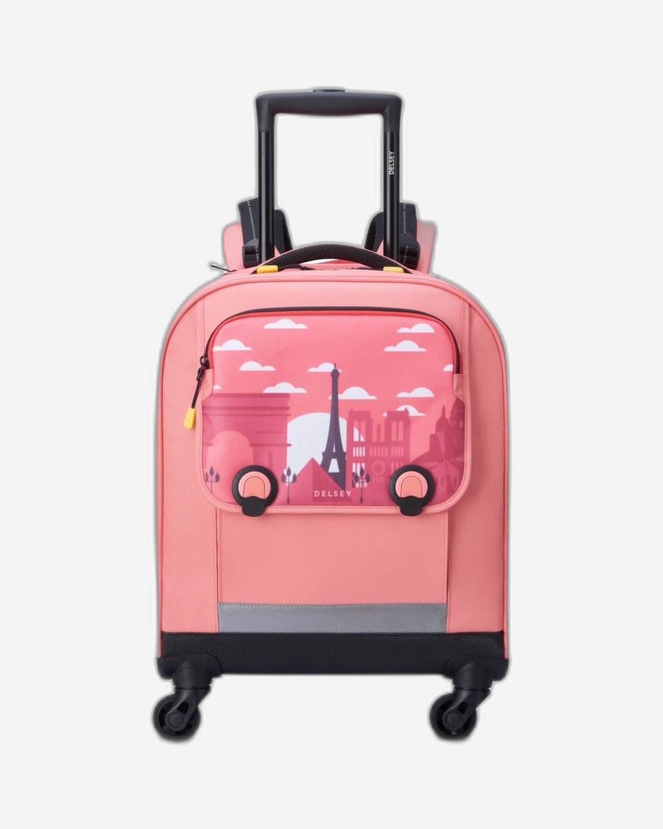Delsey Paris BTS 2023 4 Wheel 15.6 Inch Pink Printing Wheeled Backpack
