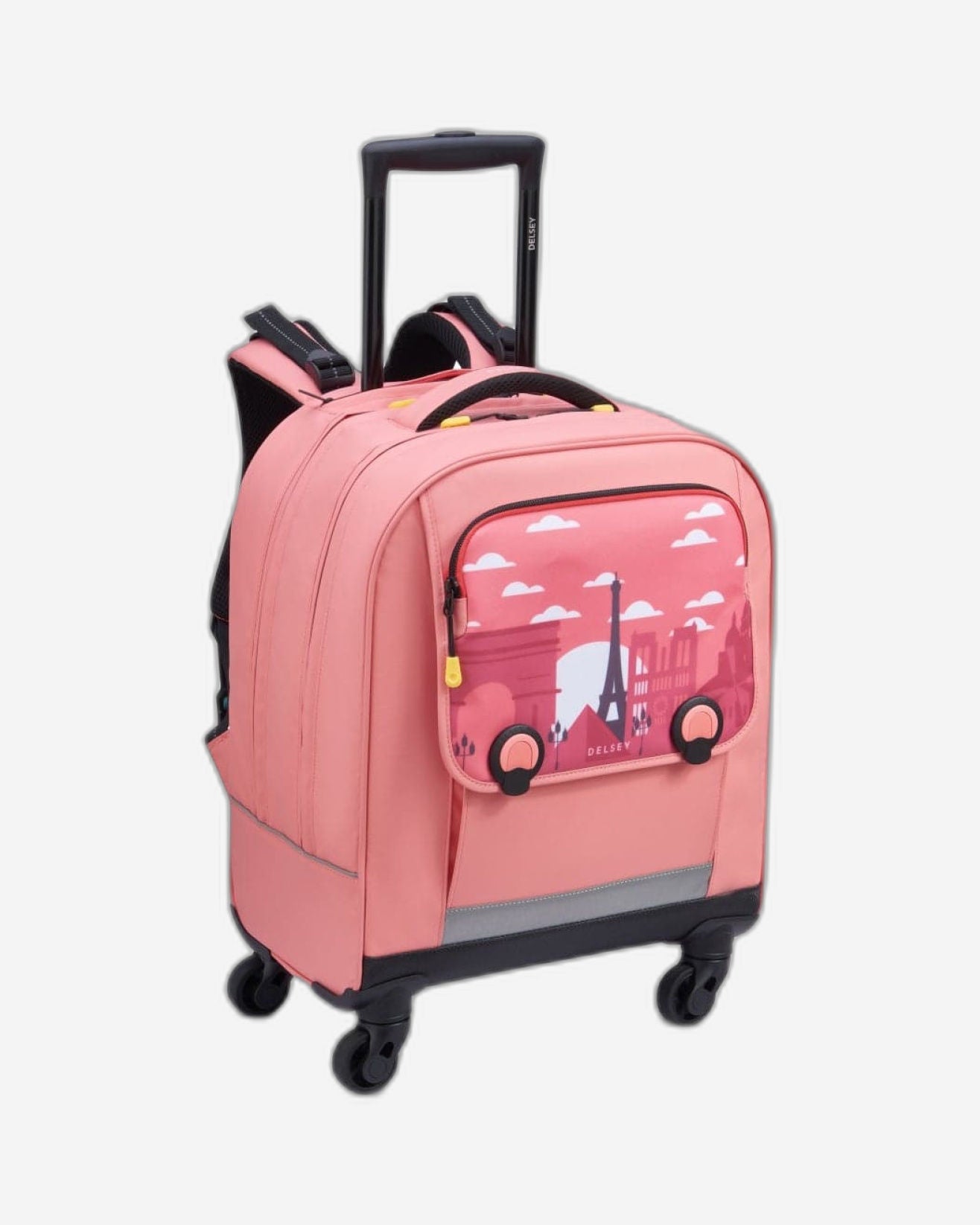 Delsey Paris BTS 2023 4 Wheel 15.6 Inch Pink Printing Wheeled Backpack