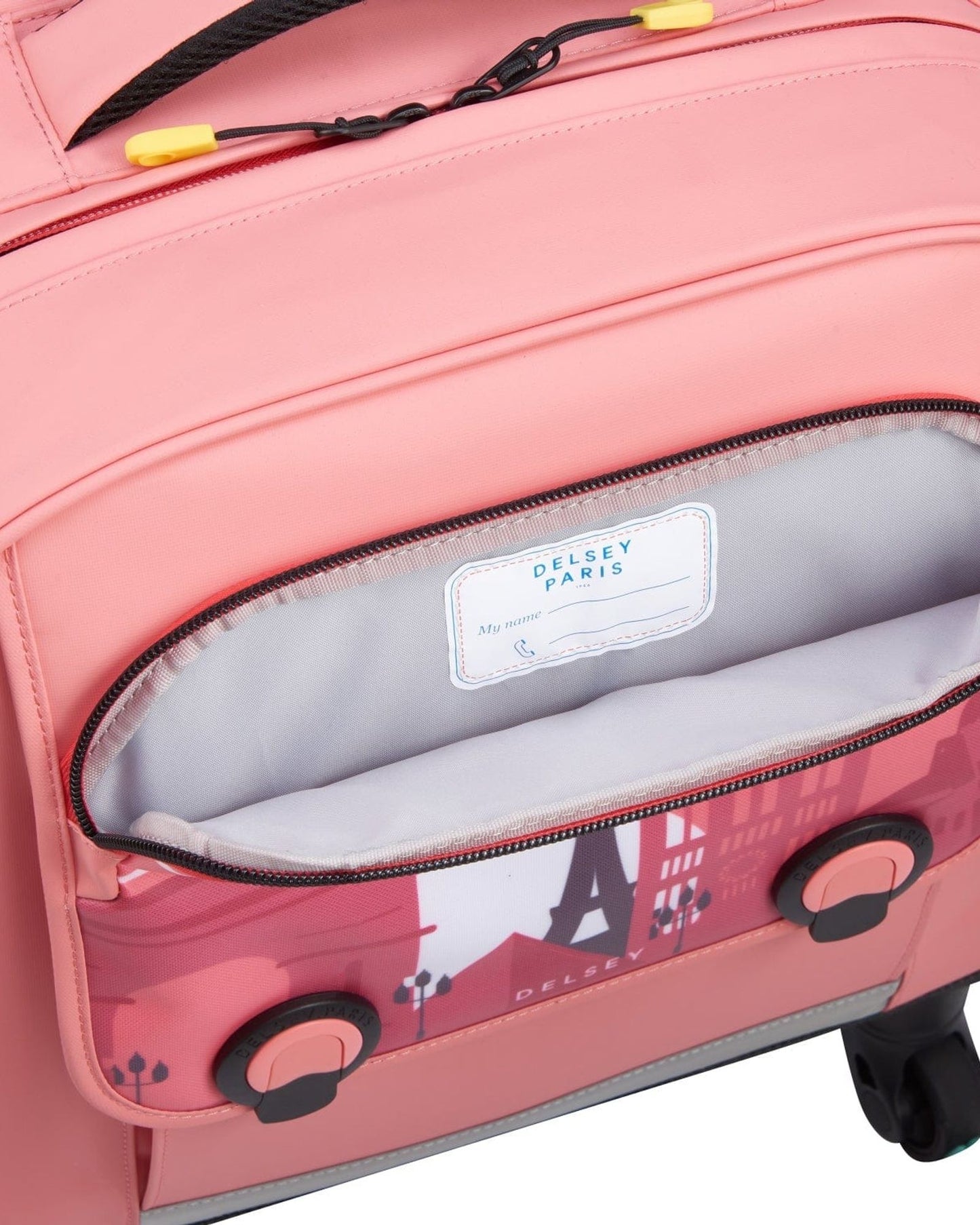 Delsey Paris BTS 2023 4 Wheel 15.6 Inch Pink Printing Wheeled Backpack