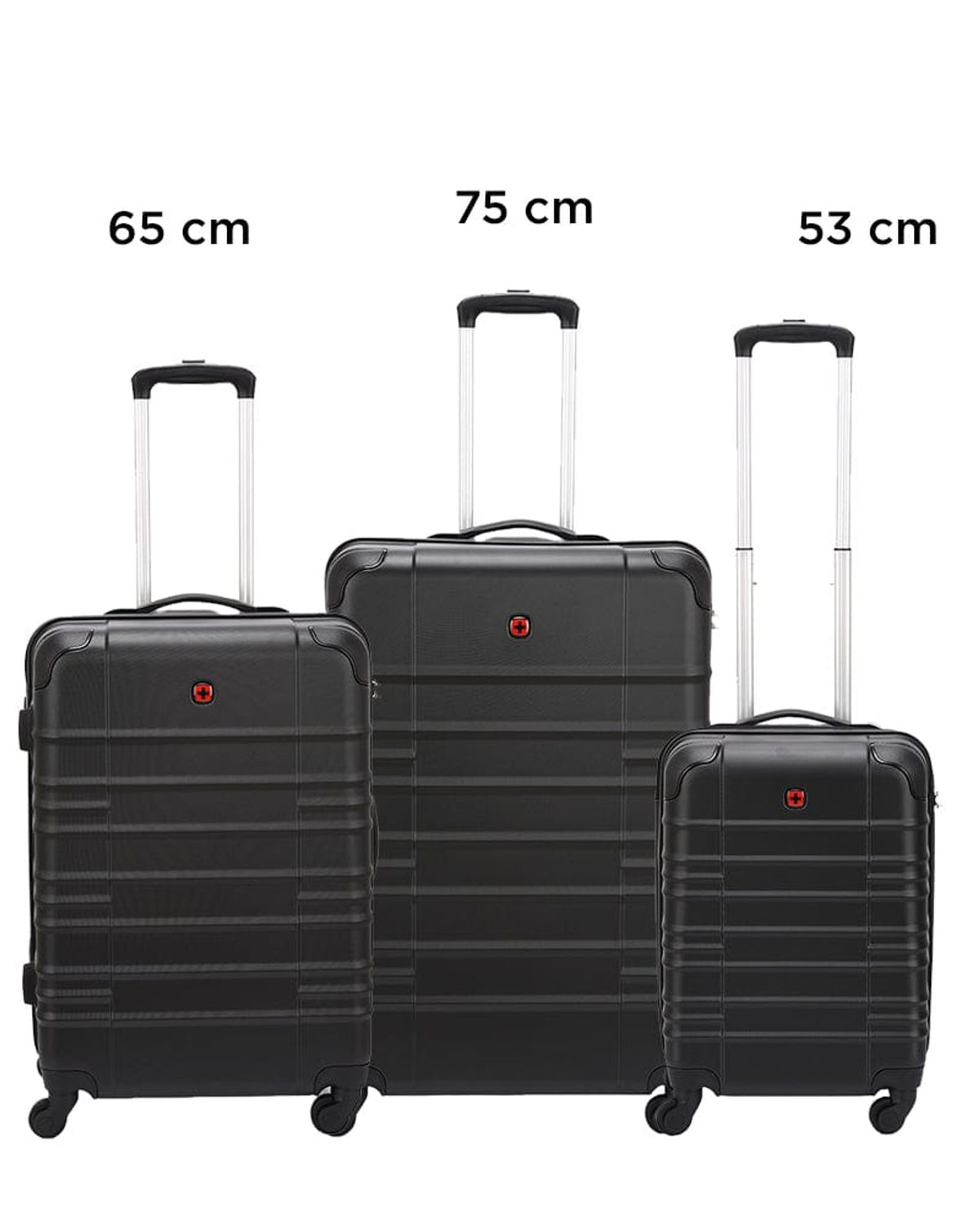 Wenger Amplar 3 Piece 53+65+75cm Hardside Non-Expandable Check-In Luggage Trolley Set Black - 653149