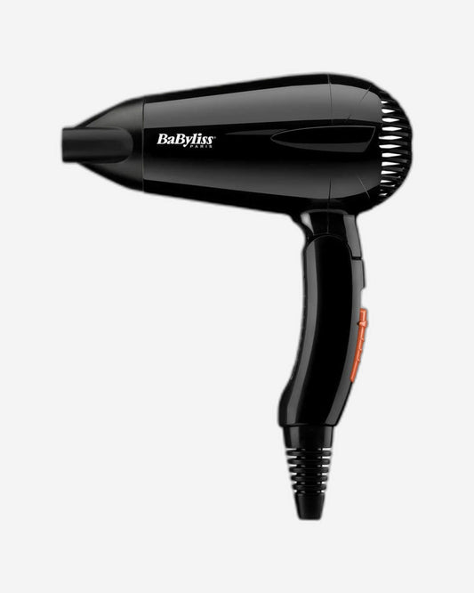 BABYLISS DC DRYER 2000W BLACK TRAVEL  DUAL VOLTAGE  FAST DRYING 2 HEAT/ SPEED SETTINGS  NOZZLE  FOLDING HANDLE  LIGHT - 5344SDE