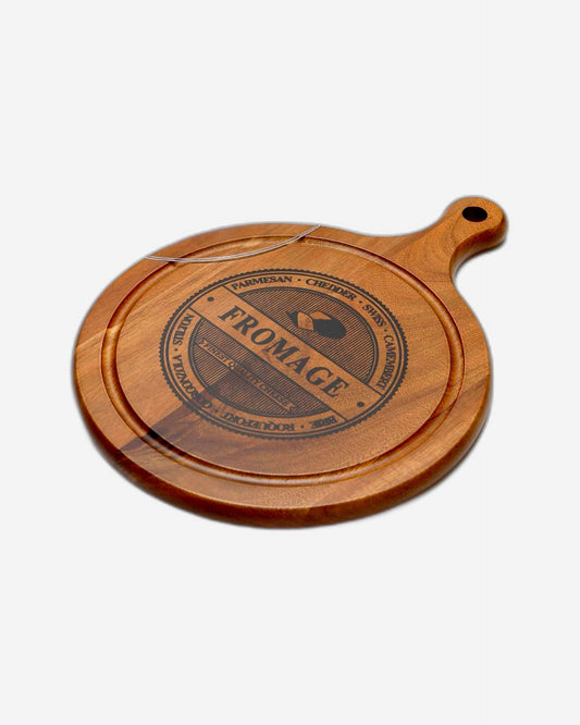 Home Fashion Acacia Wood/Glass Cheese Set