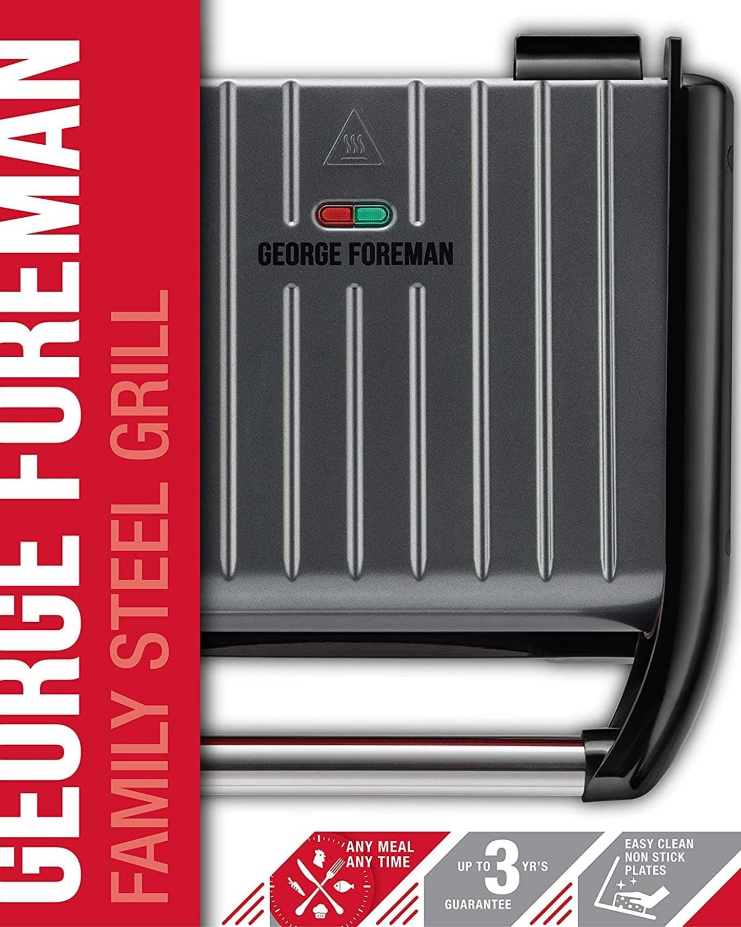 GEORGE FOREMAN LARGE STEEL GRILL FAMILY, GREY 1850W - 25051