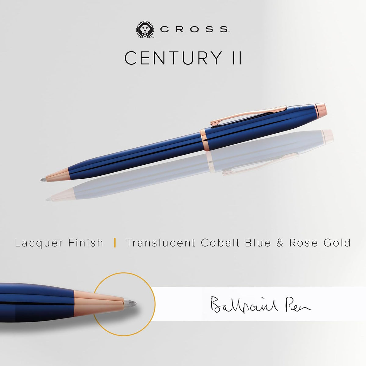 Cross Century® Ii Translucent Cobalt Blue Lacquer With Rose Gold Appointments Ballpoint Pen- AT0082WG-138