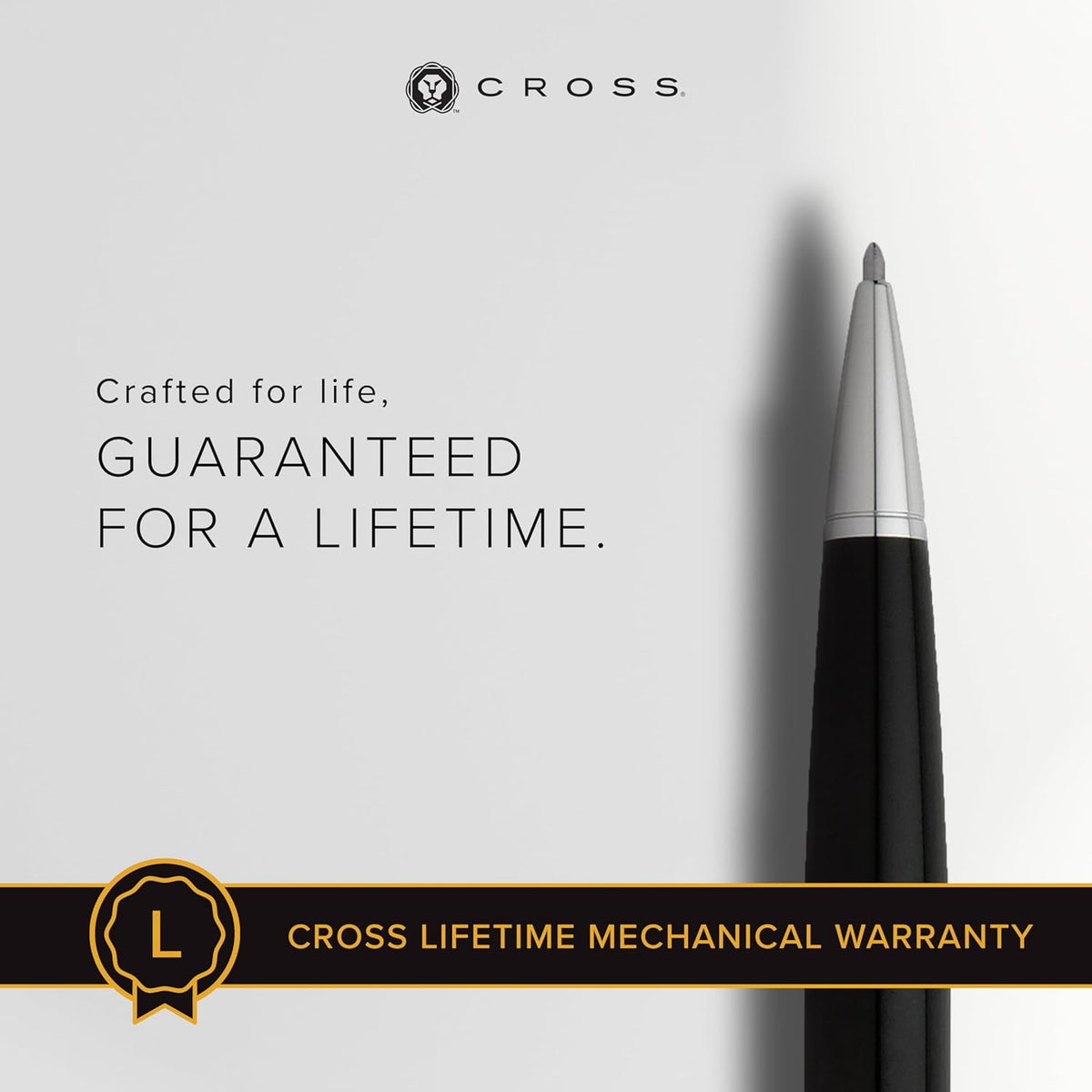 Cross Bailey™ Black Lacquer With Polished Chrome Appointments Ballpoint Pen - AT0452-7