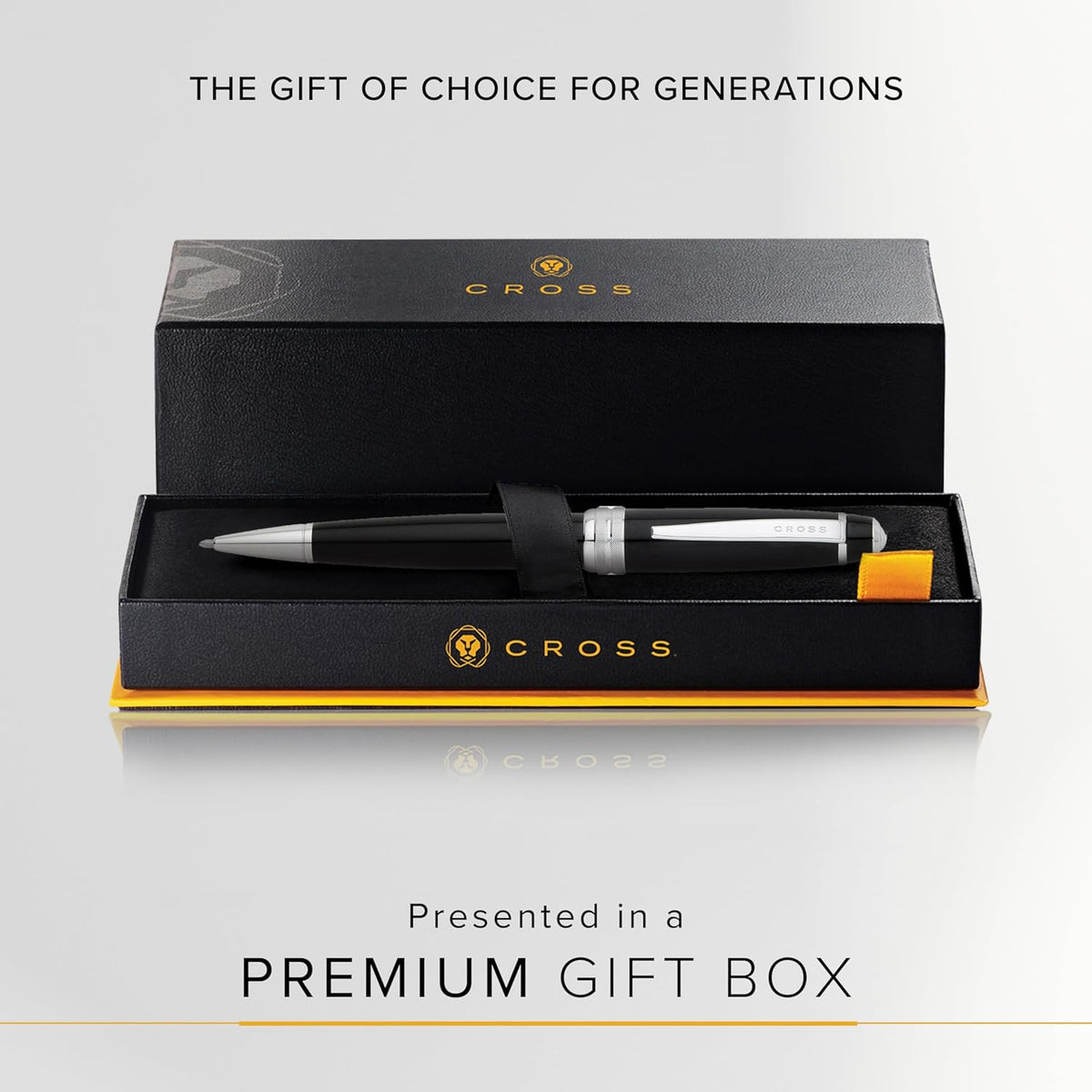 Cross Bailey™ Black Lacquer With Polished Chrome Appointments Ballpoint Pen - AT0452-7