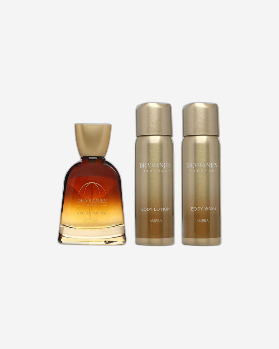 DR. VRANJES -AMBRA EAU DE PARFUM 100ml + BODY LOTION 50ml + BODY WASH 50ml FOR MEN & WOMEN GIFT PACK 2022