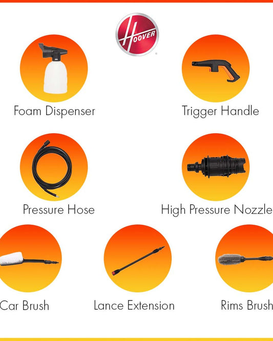 Hoover Pressure Washer 2200W 140 Bars With 7 Accessories - HPW-M2214