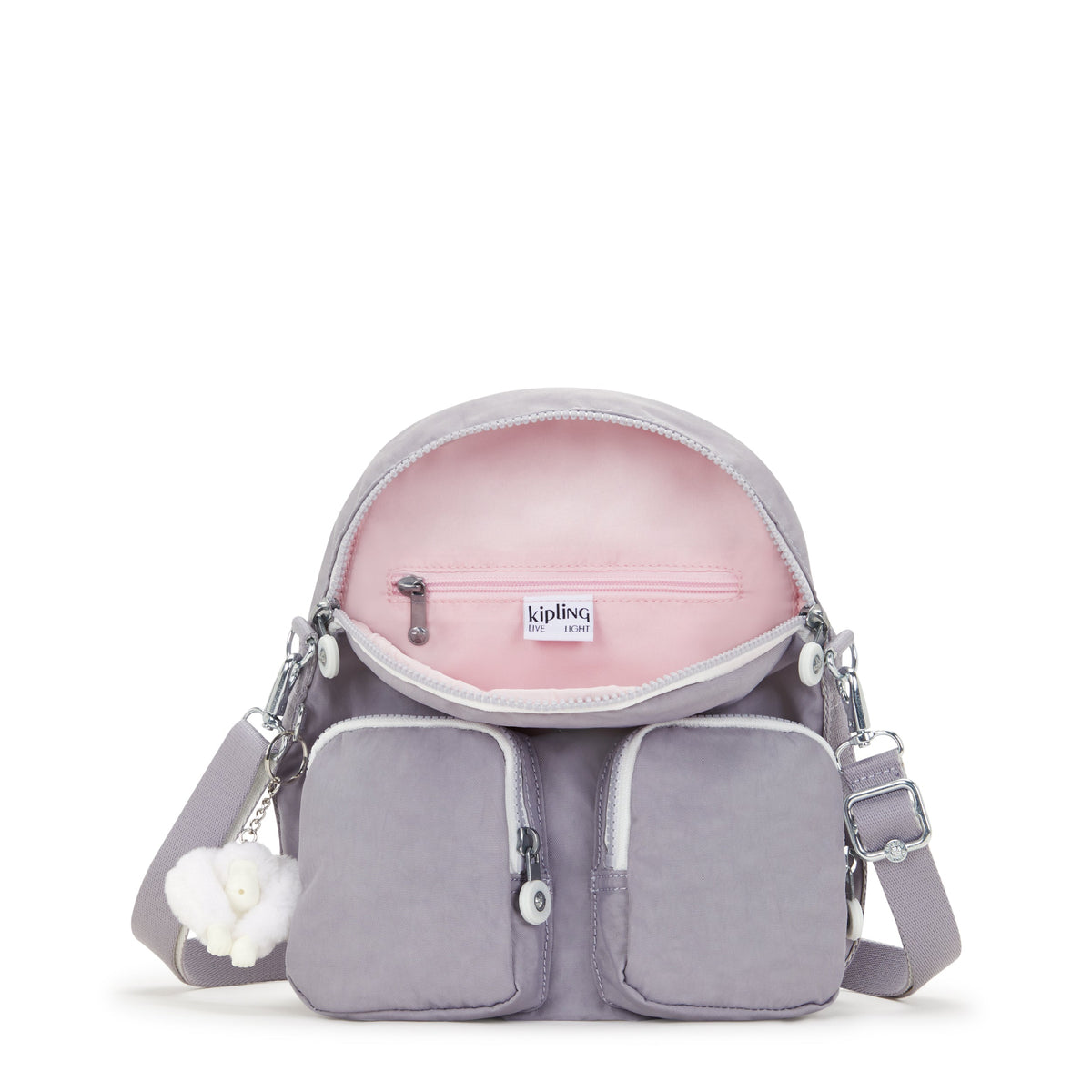 KIPLING-Firefly Up-Small backpack (convertible to shoulderbag)-Tender Grey-12887-1FB