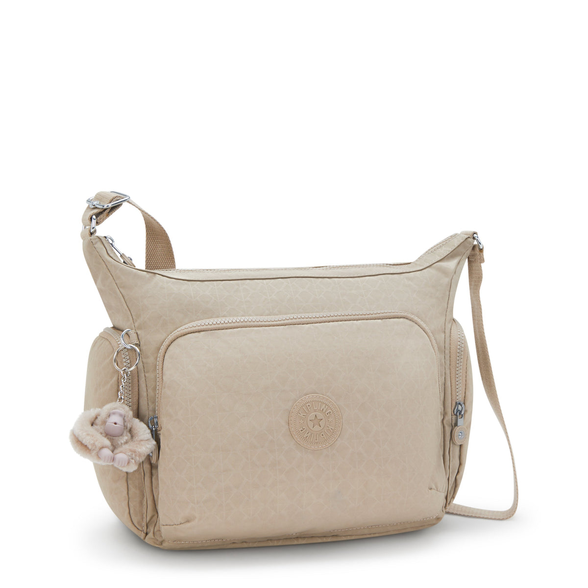 Kipling Gabb Signature Beige Embossed Large Crossbody Bag I3945-96A