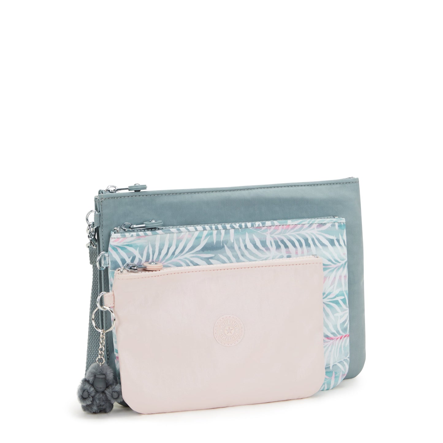 Kipling Iaka L Wristlet Relaxed Grey 3 Large Pouches I4219-3NL