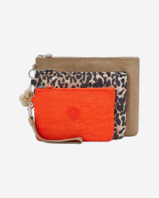 Kipling Iaka L Wristlet Early Tan 3 large pouches (with removable wristlet) I4219-7CN