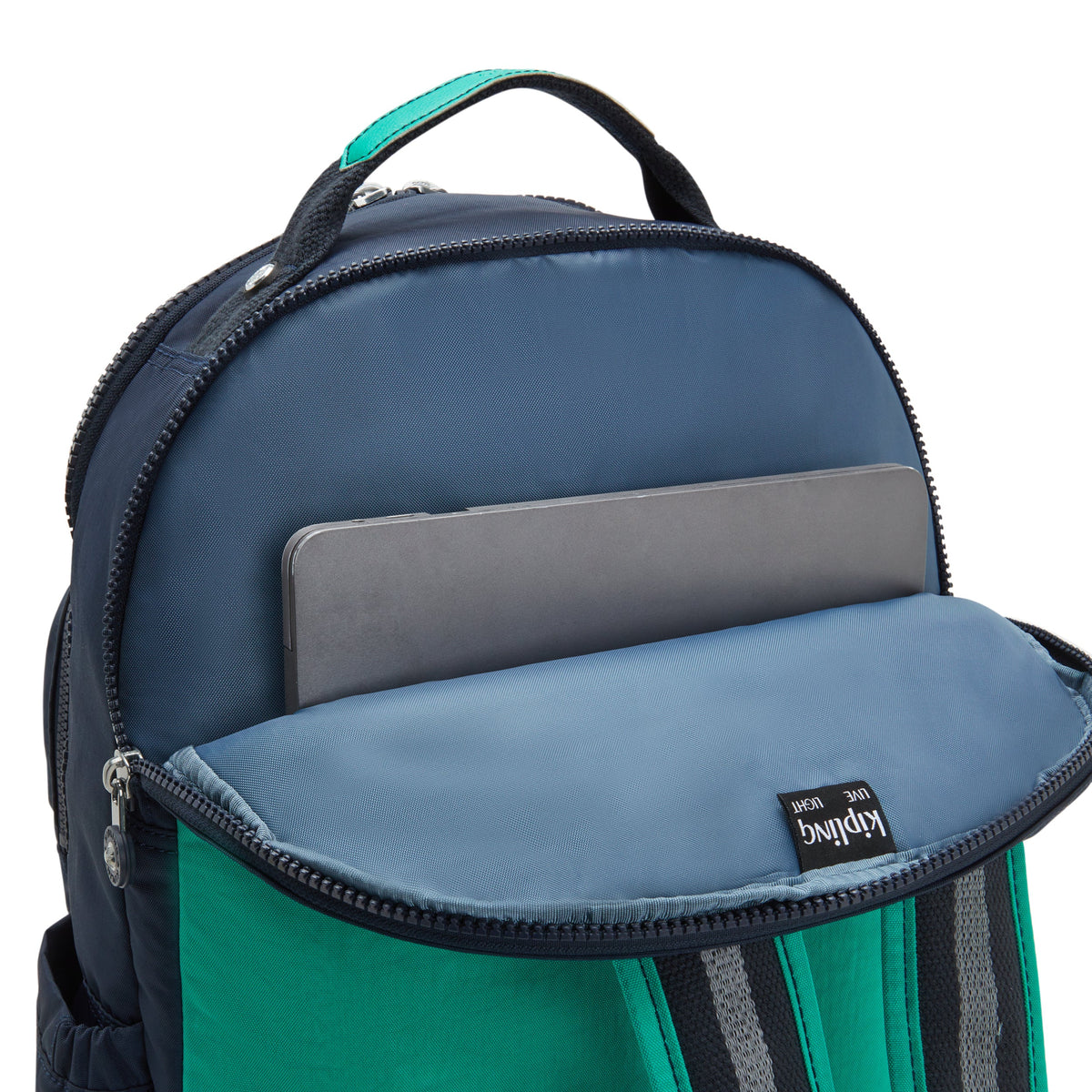 KIPLING-Seoul Lap-Large backpack (with laptop compartment)-Blue Green Bl-I4275-CD7