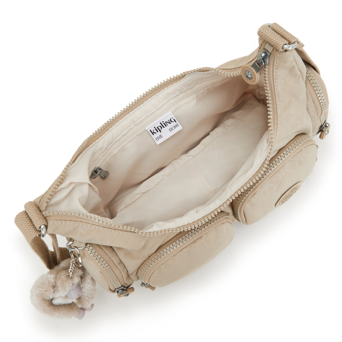 Kipling Rikka S Signature Beige Embossed Small Crossbody Bag I5164-96A