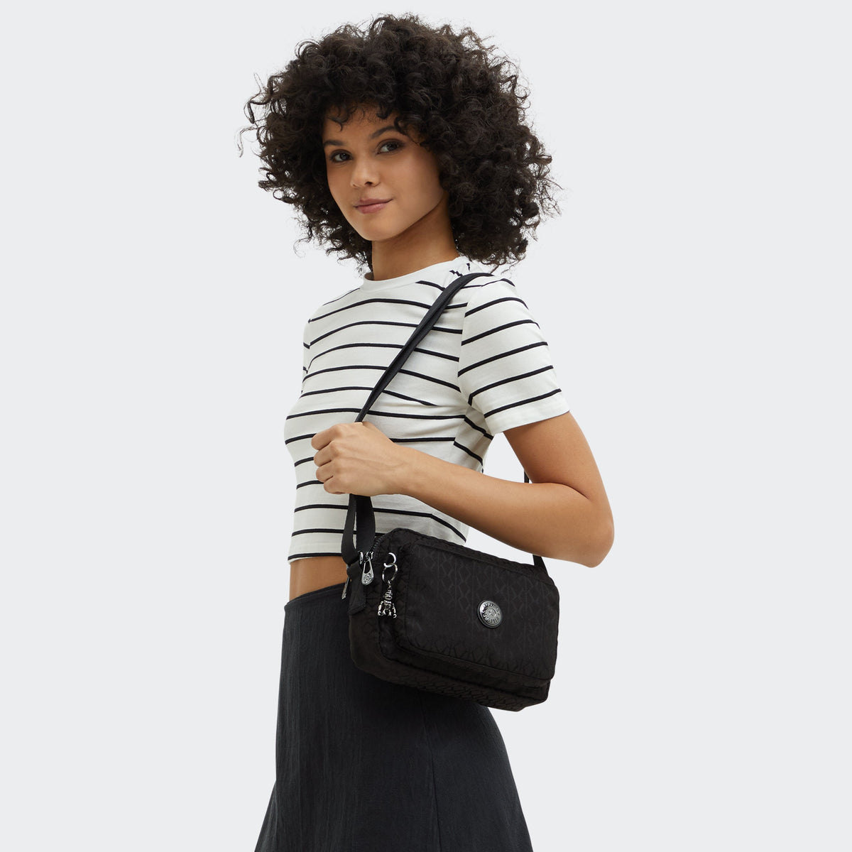 Kipling Abanu M Black Sign Jq Medium Crossbody I6575-Y12