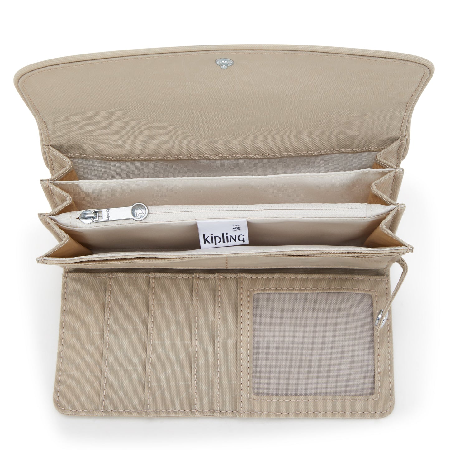 Kipling Money Land Signature Beige Embossed Large Wallet I7015-96A