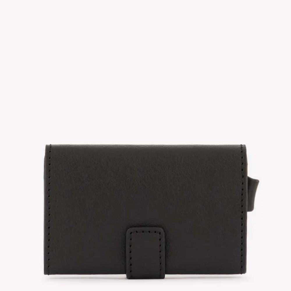 Piquadro Black Square Credit Card Holder Case In Metal With Rfid Anti-Fraud Protection PP5649B3R/N