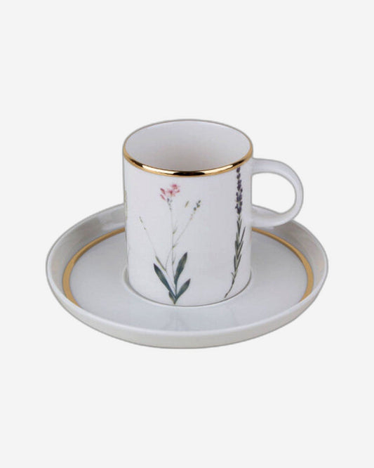 Porland Porselen Botanical Tea Cup and Saucer Set - 200 cc. - 04ALM005073