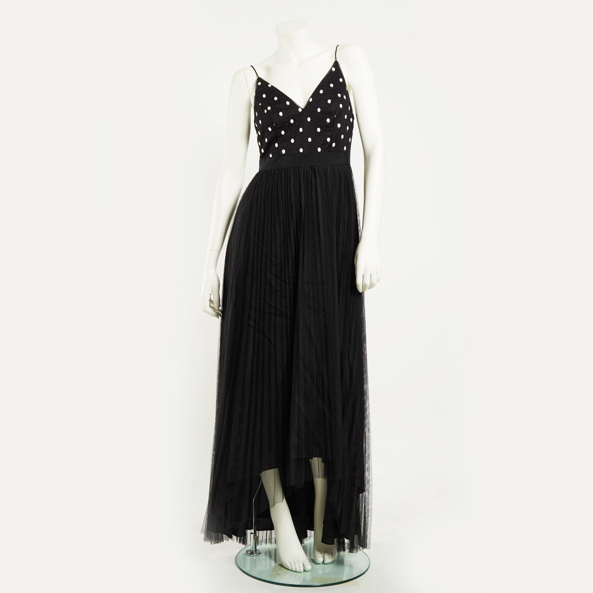DOT PLEATED TULLE DRESS