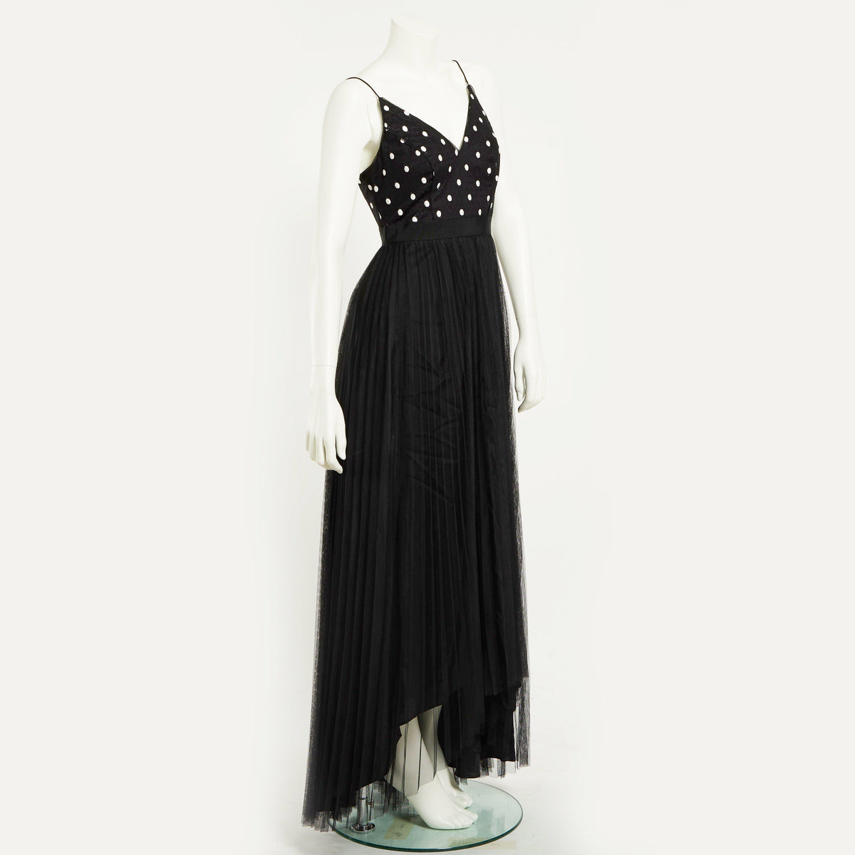 DOT PLEATED TULLE DRESS