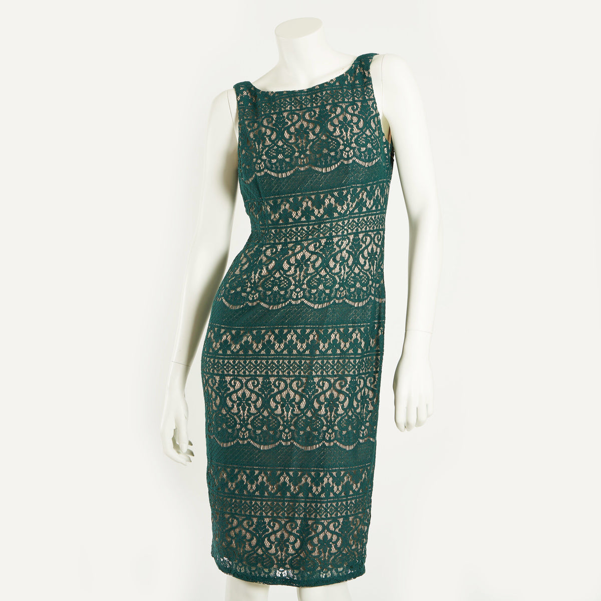 SCALLOPED STRIPED SHEATH DRESS