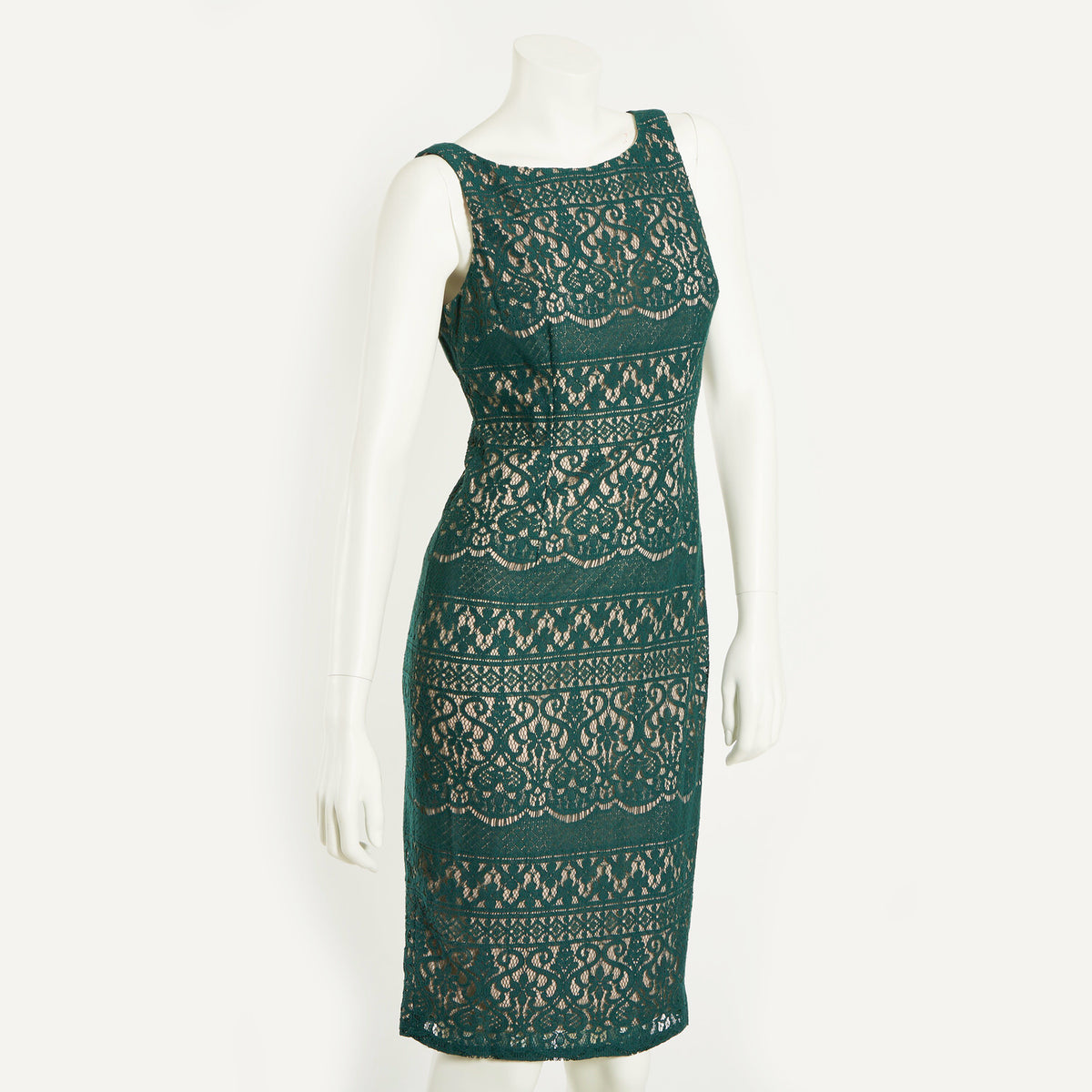 SCALLOPED STRIPED SHEATH DRESS