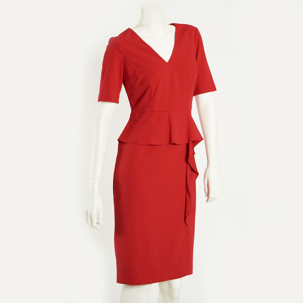 KNIT CREPE DRPD PEPLUM STH