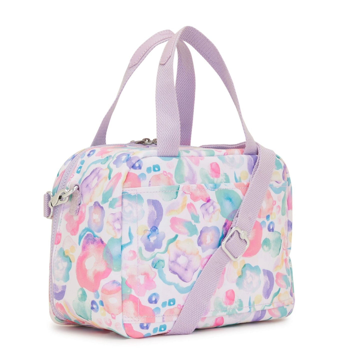Kipling-Miyo-Insulated Medium Lunch Bag With Trolley Sleeve-Aqua Flowers-I2989-2Fw