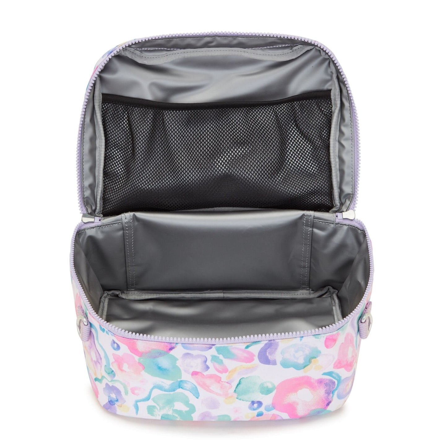 Kipling-Miyo-Insulated Medium Lunch Bag With Trolley Sleeve-Aqua Flowers-I2989-2Fw